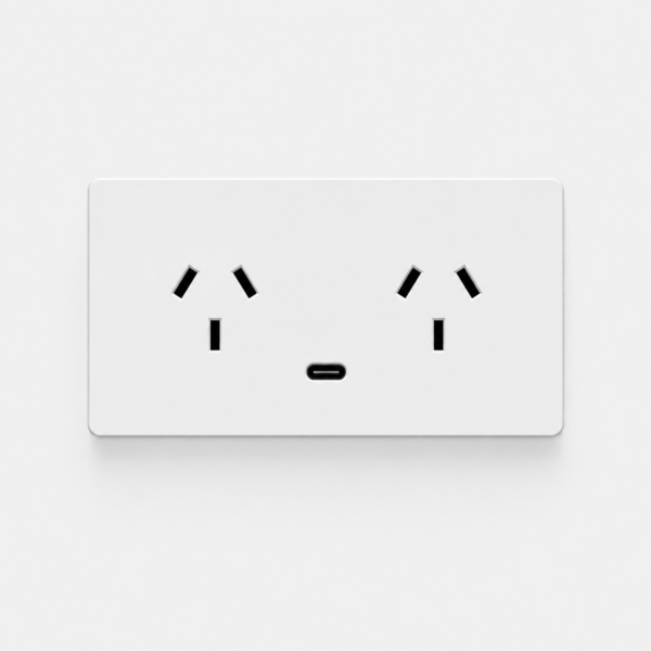 FRENTE PARA TOMACORRIENTE BI-NORMA DOBLE CON USB-C MONACO MACROLED, COLOR BLANCO