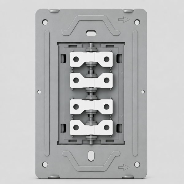 TECLA MONACO MACROLED, 4 CANALES, 2 VIAS, AC 250V, 10A MAX. BASTIDOR METALICO, SIN FRENTE