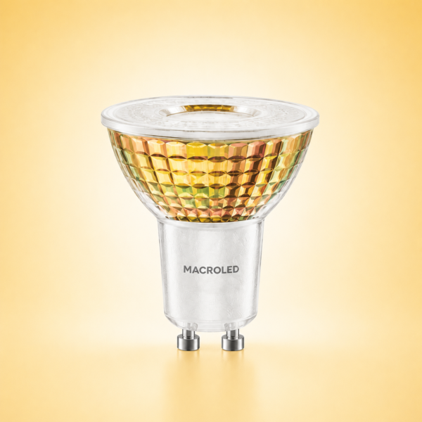 DICROICA MACROLED VIDRIO GU10 7W DIM AC180-265V FP>0.9 CALIDO 2700K 36°