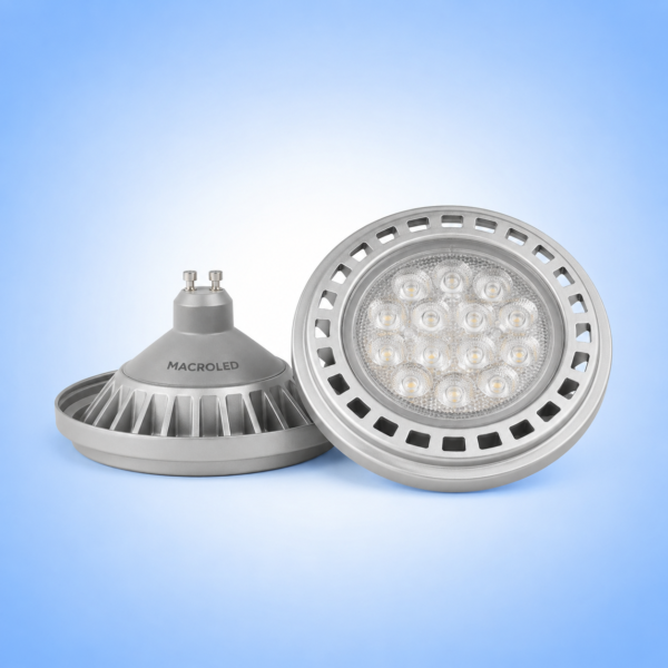 AR111 MACROLED ALUM GRIS 15W GU10 AC200-240V FRIO 6000K DIM 30º