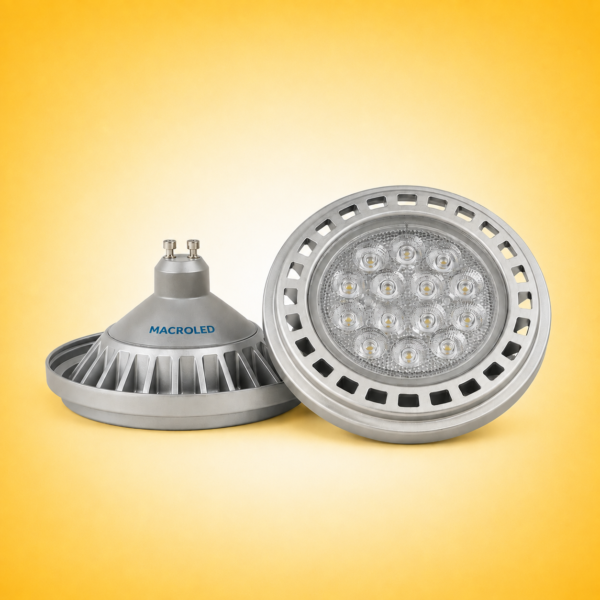 AR111 MACROLED ALUM GRIS 15W GU10 AC200-240V CALIDO 2700K DIM 30º