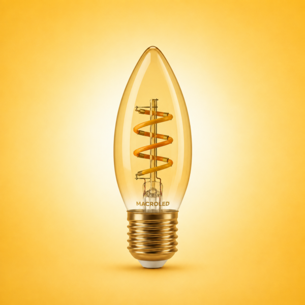 BULBO C37 FILAMENTO GOLDEN MACROLED 3W E27 AC180-265V AMBAR 2200K
