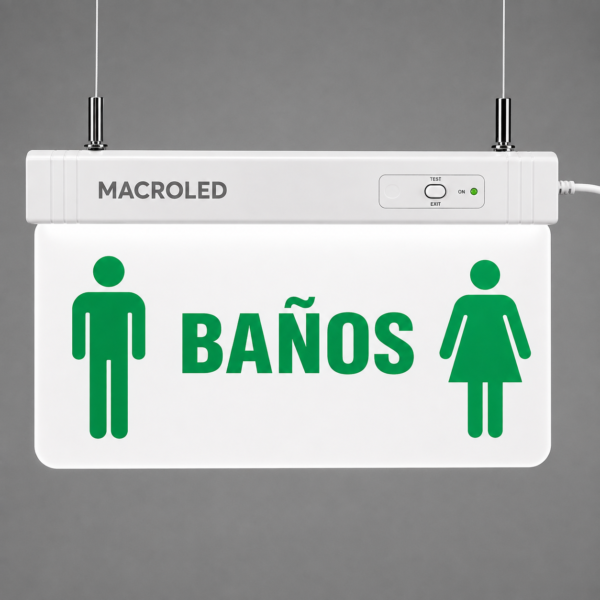 CARTEL DE SALIDA DE EMERGENCIA LUMINOSO (BAÑOS)