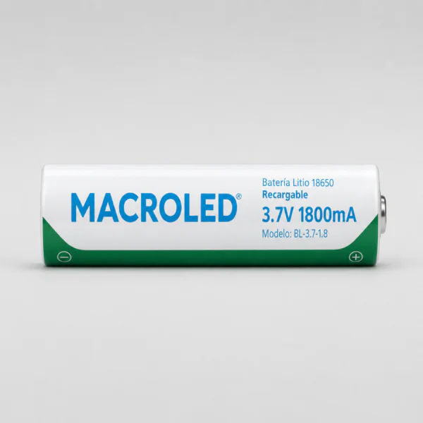 BATERIA DE LITIO 18650 RECARGABLE MACROLED 3.7V 1800mA