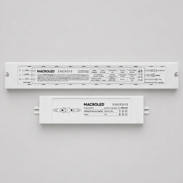 DRIVER DE EMERGENCIA PARA PANELES DE 40 Y 48W, AC176-260V, 50/60Hz, 10W + BATERIA DE LITIO, 18650, 1