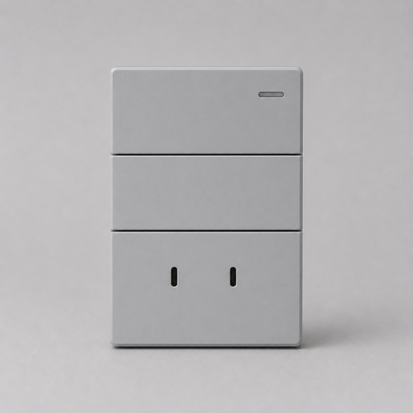 TECLA Y DOBLE USB-C MONACO GRIS MACROLED, 2 CANALES, AC 250V, 10A MAX. BASTIDOR METALICO