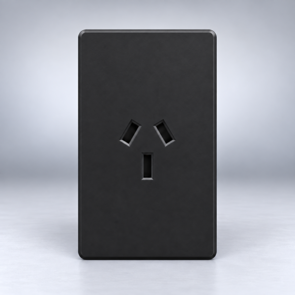 TOMACORRIENTE VERTICAL MONACO NEGRO MACROLED, AC 250V, 10A MAX. BASTIDOR METALICO