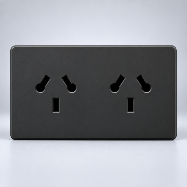 TOMACORRIENTE BI-NORMA DOBLE MONACO NEGRO MACROLED, AC 250V, 10A MAX. BASTIDOR METALICO