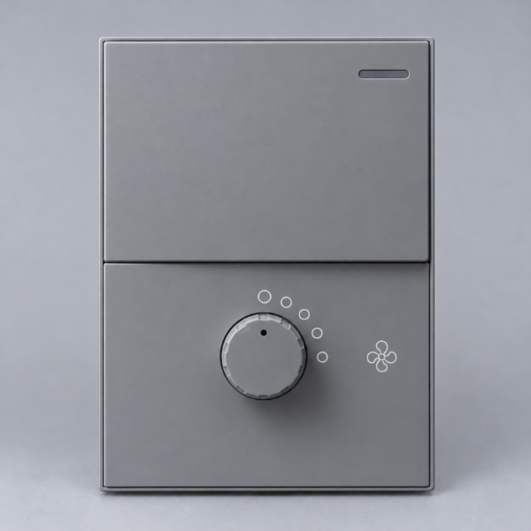 TECLA Y DIMMER PARA VENTILADOR MONACO GRIS MACROLED, 1 CANAL, AC 250V, 10A MAX. 1 DIMMER, BASTIDOR M