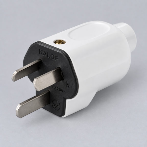 KALOP (KD44211) FICHA 10A K3 MACHO (3 PERNOS PLANOS) BLANCO (B/600)